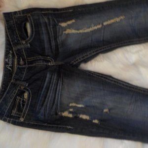 PREMIERE WOMENS JEANS SZ 13/14 BOOT CUT DISTRESSED